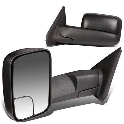 RETROVISORES EXTENDIBLES TOWING MIRROR - 02-08 DODGE RAM 1500 / 03-09 RAM 2500, 3500 - PAIR - MANUAL W/O HEATED W/O SIGNAL - BLACK