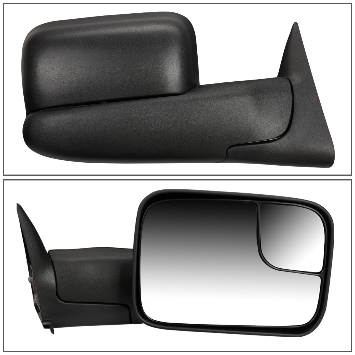 RETROVISORES EXTENDIBLES TOWING MIRROR - 02-08 DODGE RAM 1500 / 03-09 RAM 2500, 3500 - RIGHT - MANUAL W/O HEATED W/O SIGNAL - BLACK
