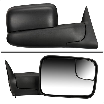 RETROVISORES EXTENDIBLES TOWING MIRROR - 02-08 DODGE RAM 1500 / 03-09 RAM 2500, 3500 - RIGHT - MANUAL W/O HEATED W/O SIGNAL - BLACK