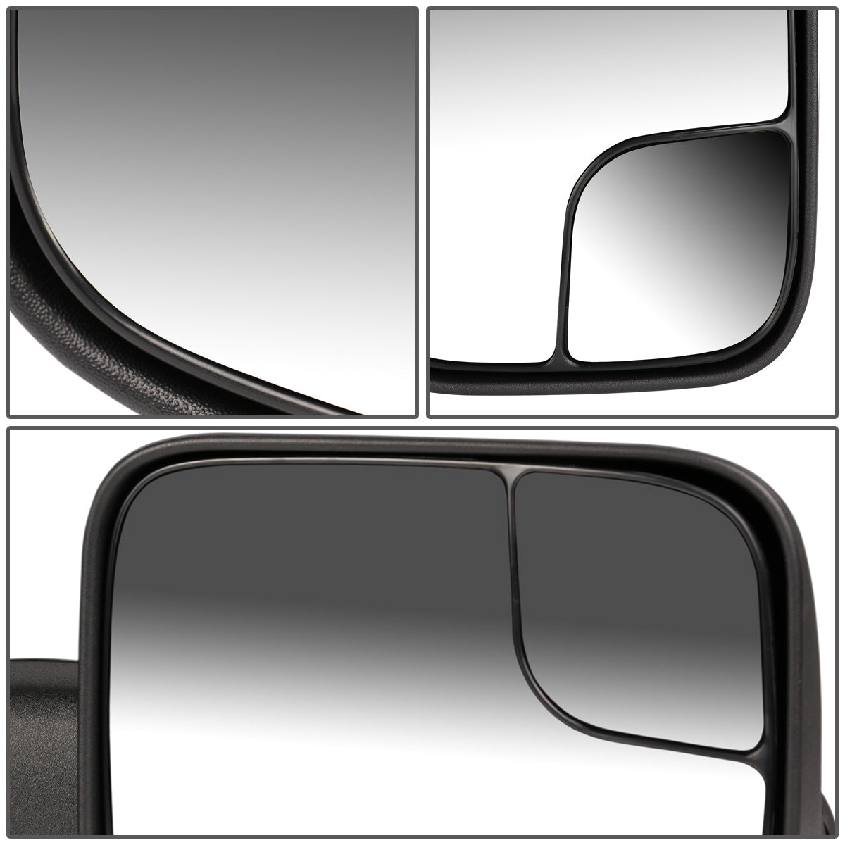 RETROVISORES EXTENDIBLES TOWING MIRROR - 02-08 DODGE RAM 1500 / 03-09 RAM 2500, 3500 - RIGHT - MANUAL W/O HEATED W/O SIGNAL - BLACK