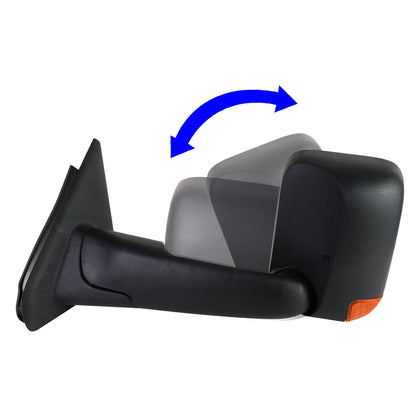 RETROVISORES EXTENDIBLES TOWING MIRROR - 02-08 DODGE RAM 1500 / 03-09 RAM 2500, 3500 - PAIR - MANUAL, W/ O HEATED - LED AMBER SIGNAL - BLACK