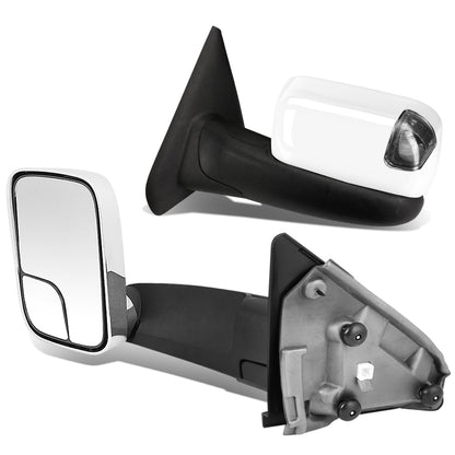RETROVISORES EXTENDIBLES TOWING MIRROR - 02-08 DODGE RAM 1500 / 03-09 RAM 2500, 3500 - PAIR - MANUAL, W/ O HEATED - LED SMOKE SIGNAL - CHROME