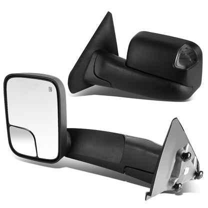 RETROVISORES EXTENDIBLES TOWING MIRROR - 02-08 DODGE RAM 1500 / 03-09 DODGE RAM 2500, 3500 - PAIR - POWERED W/ HEATED - SMOKE SIGNAL - BLACK