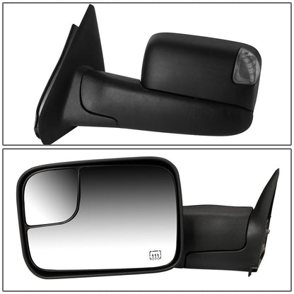 RETROVISORES EXTENDIBLES TOWING MIRROR - 02-08 DODGE RAM 1500 / 03-09 DODGE RAM 2500, 3500 - PAIR - POWERED W/ HEATED - SMOKE SIGNAL - BLACK