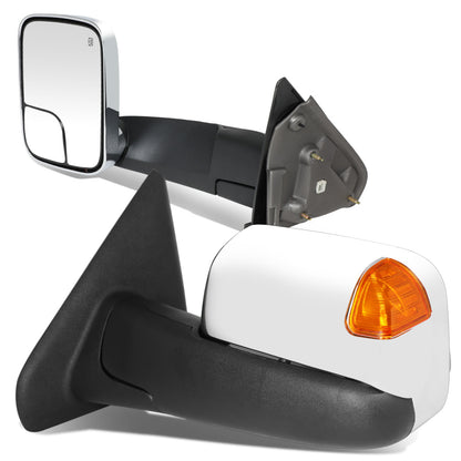 RETROVISORES EXTENDIBLES TOWING MIRROR - 02-08 DODGE RAM 1500 / 03-09 DODGE RAM 2500, 3500 - PAIR - POWERED W/ HEATED - AMBER SIGNAL - CHROME