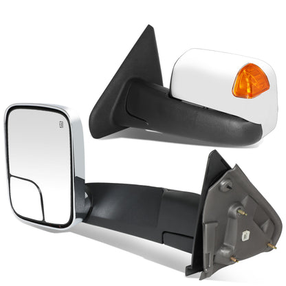 RETROVISORES EXTENDIBLES TOWING MIRROR - 02-08 DODGE RAM 1500 / 03-09 DODGE RAM 2500, 3500 - PAIR - POWERED W/ HEATED - AMBER SIGNAL - CHROME