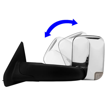RETROVISORES EXTENDIBLES TOWING MIRROR - 02-08 DODGE RAM 1500 / 03-09 DODGE RAM 2500, 3500 - PAIR - POWERED W/ HEATED - SMOKE SIGNAL - CHROME