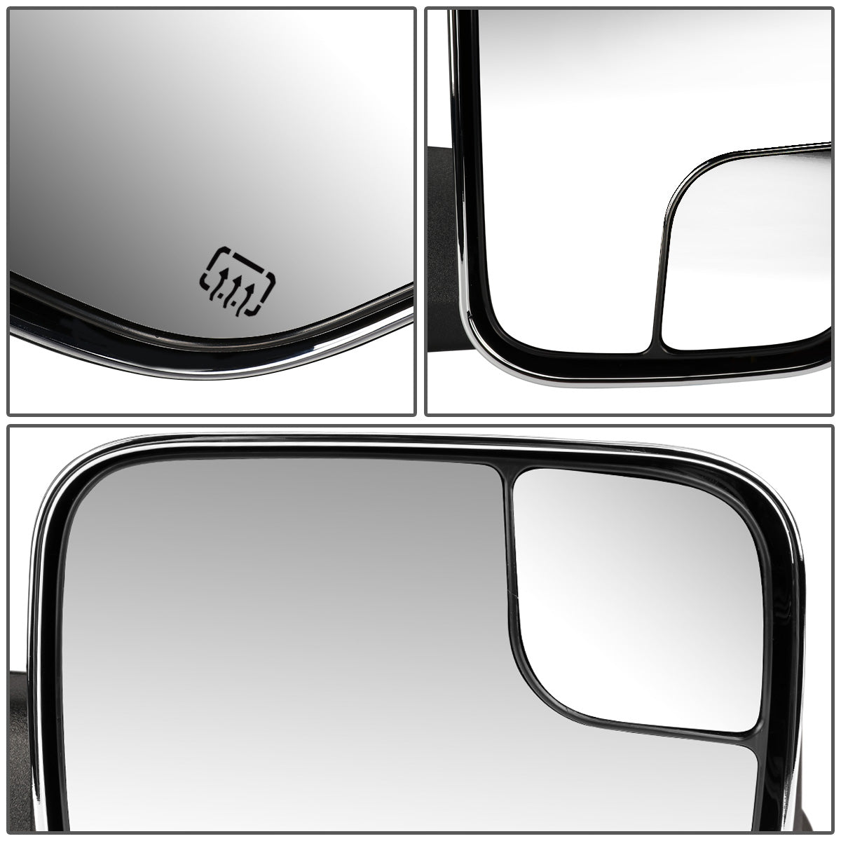 RETROVISORES EXTENDIBLES TOWING MIRROR - 02-08 DODGE RAM 1500 / 03-09 DODGE RAM 2500, 3500 - PAIR - POWERED W/ HEATED - SMOKE SIGNAL - CHROME