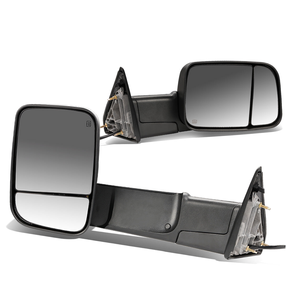 RETROVISORES EXTENDIBLES TOWING MIRROR - 09-16 DODGE RAM 1500 / 10-16 DODGE RAM 2500, 3500, 4500, 5500 - PAIR - POWERED W/ HEATED - BLACK