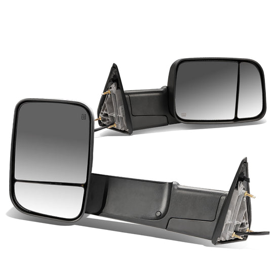 RETROVISORES EXTENDIBLES TOWING MIRROR - 09-16 DODGE RAM 1500 / 10-16 DODGE RAM 2500, 3500, 4500, 5500 - PAIR - POWERED W/ HEATED - BLACK