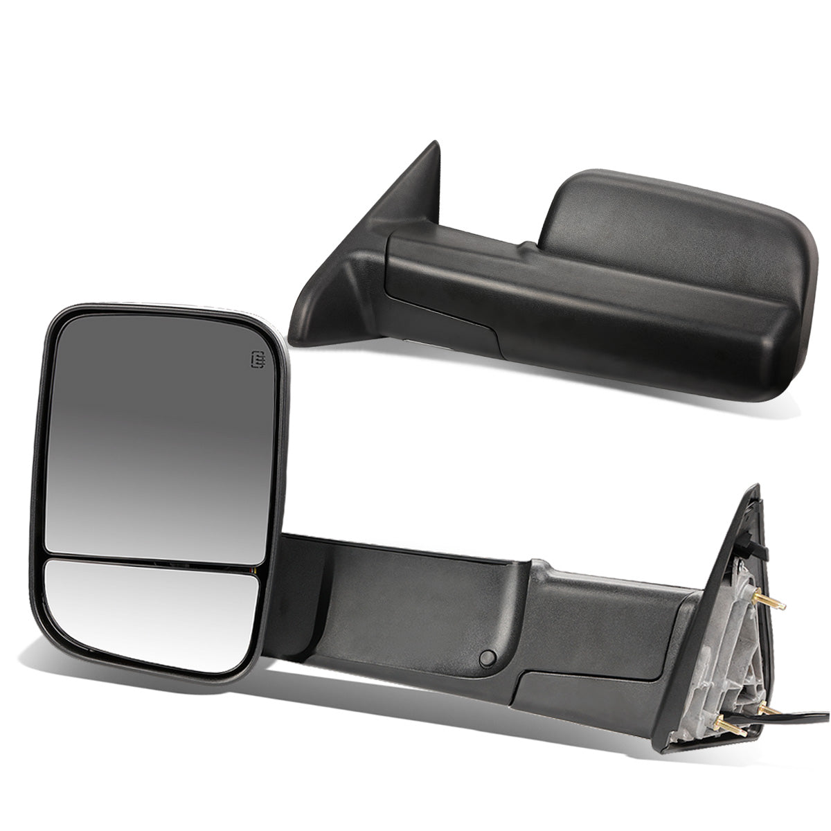 RETROVISORES EXTENDIBLES TOWING MIRROR - 09-16 DODGE RAM 1500 / 10-16 DODGE RAM 2500, 3500, 4500, 5500 - PAIR - POWERED W/ HEATED - BLACK