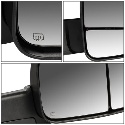 RETROVISORES EXTENDIBLES TOWING MIRROR - 09-16 DODGE RAM 1500 / 10-16 DODGE RAM 2500, 3500, 4500, 5500 - PAIR - POWERED W/ HEATED - BLACK