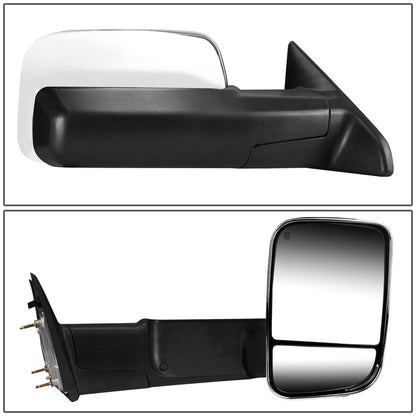 RETROVISORES EXTENDIBLES TOWING MIRROR - 09-16 DODGE RAM 1500 / 10-16 DODGE RAM 2500, 3500, 4500, 5500 - PAIR - POWERED, W/ HEATED - CHROME