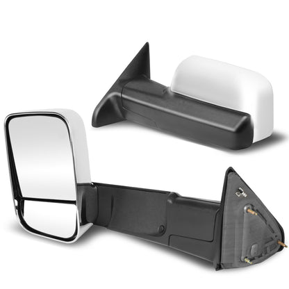 RETROVISORES EXTENDIBLES TOWING MIRROR - 09-16 DODGE RAM 1500 / 10-16 DODGE RAM 2500, 3500, 4500, 5500 - PAIR - MANUAL, W/ O HEATED W/ PUDDLE LIGHT - CHROME