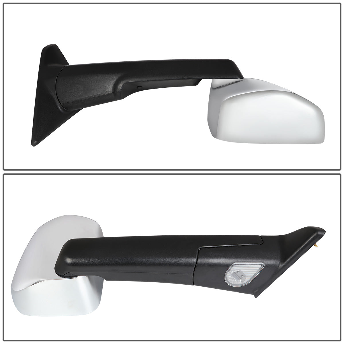 RETROVISORES EXTENDIBLES TOWING MIRROR - 09-16 DODGE RAM 1500 / 10-16 DODGE RAM 2500, 3500, 4500, 5500 - PAIR - MANUAL, W/ O HEATED W/ PUDDLE LIGHT - CHROME