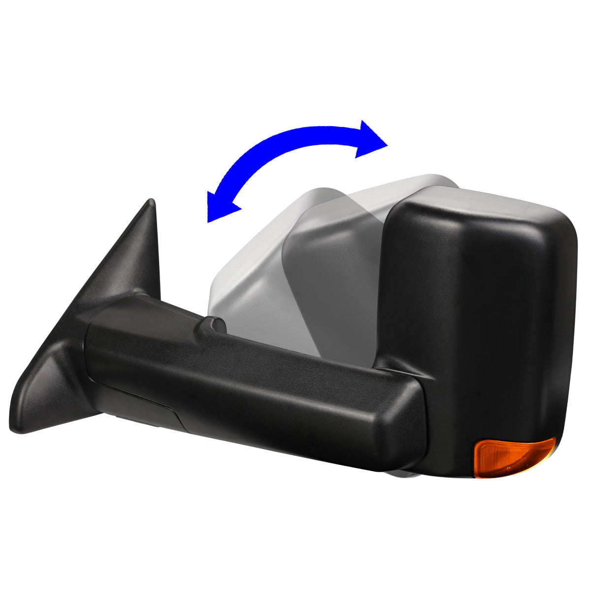 RETROVISORES EXTENDIBLES TOWING MIRROR - 09-16 DODGE RAM 1500 / 10-16 RAM 2500, 3500, 4500, 5500 - PAIR - POWERED, W/ HEATED - LED AMBER SIGNAL - BLACK