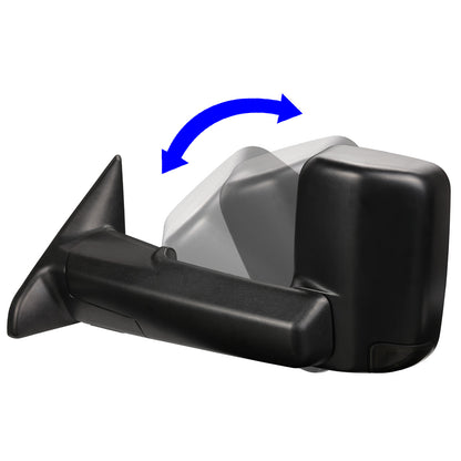 RETROVISORES EXTENDIBLES TOWING MIRROR - 09-16 DODGE RAM 1500 / 10-16 RAM 2500, 3500, 4500, 5500 - PAIR - POWERED, W/ HEATED - LED SMOKE SIGNAL - BLACK