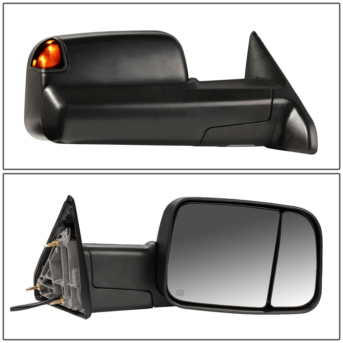 RETROVISORES EXTENDIBLES TOWING MIRROR - 09-16 DODGE RAM 1500 / 10-16 RAM 2500, 3500, 4500, 5500 - RIGHT - POWERED, W/ HEATED - LED SMOKE SIGNAL - BLACK