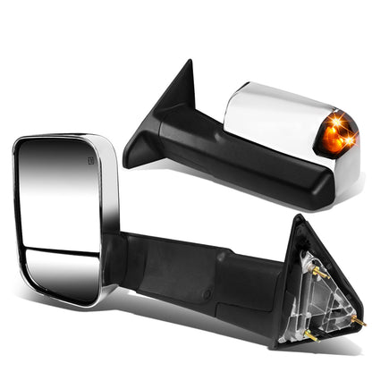 RETROVISORES EXTENDIBLES TOWING MIRROR - 09-16 DODGE RAM 1500 / 10-16 RAM 2500, 3500, 4500, 5500 - PAIR - POWERED W/ HEATED W/ PUDDLE LIGHT - LED SMOKE SIGNAL - CHROME