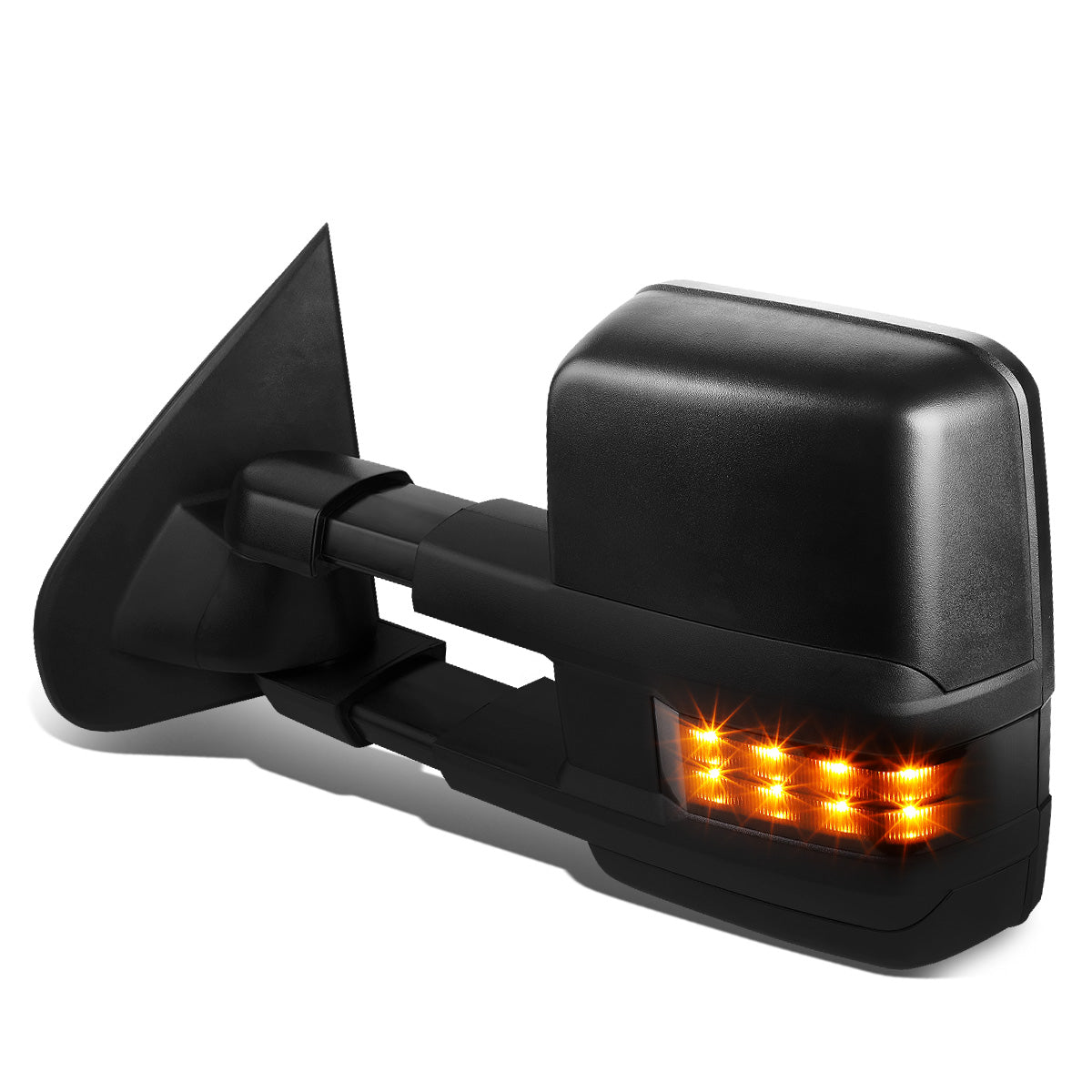 RETROVISORES EXTENDIBLES TOWING MIRROR - 03-06 CHEVY SILVERADO, GMC SIERRA, CHEVY TAHOE, CHEVY SUBURBAN, GMC YUKON, CADILLAC ESCALADE, CHEVY AVALANCHE / 2007 CHEVY SILVERADO CLASSIC, GMC SIERRA CLASSIC - LEFT - POWERED W/ HEATED - LED SMOKE SIGNAL - BLACK