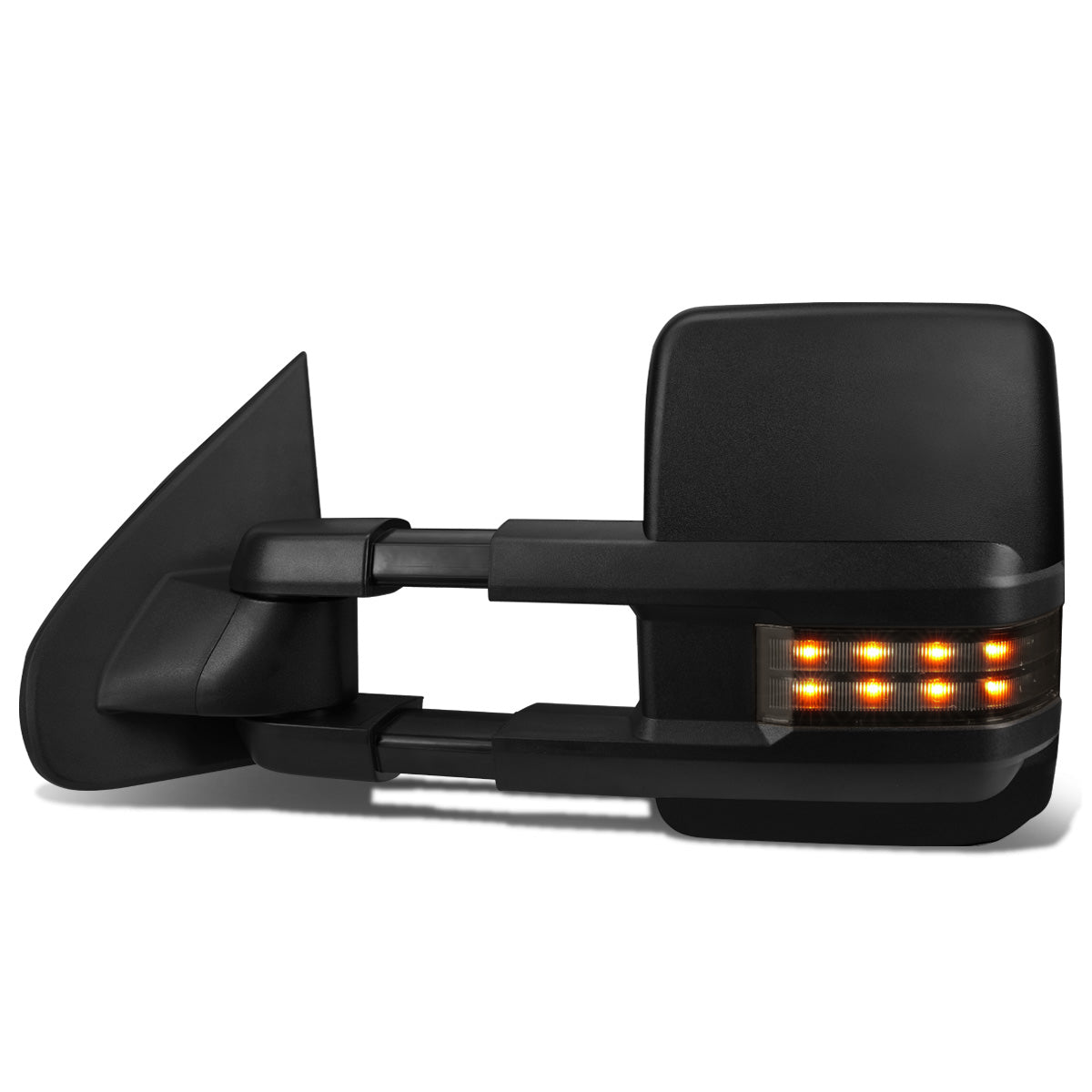 RETROVISORES EXTENDIBLES TOWING MIRROR - 03-06 CHEVY SILVERADO, GMC SIERRA, CHEVY TAHOE, CHEVY SUBURBAN, GMC YUKON, CADILLAC ESCALADE, CHEVY AVALANCHE / 2007 CHEVY SILVERADO CLASSIC, GMC SIERRA CLASSIC - LEFT - POWERED W/ HEATED - LED SMOKE SIGNAL - BLACK