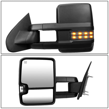 RETROVISORES EXTENDIBLES TOWING MIRROR - 03-06 CHEVY SILVERADO, GMC SIERRA, CHEVY TAHOE, CHEVY SUBURBAN, GMC YUKON, CADILLAC ESCALADE, CHEVY AVALANCHE / 2007 CHEVY SILVERADO CLASSIC, GMC SIERRA CLASSIC - LEFT - POWERED W/ HEATED - LED SMOKE SIGNAL - BLACK