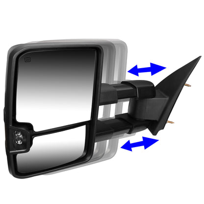 RETROVISORES EXTENDIBLES TOWING MIRROR - 03-06 CHEVY SILVERADO, GMC SIERRA, CHEVY TAHOE, CHEVY SUBURBAN, GMC YUKON, CADILLAC ESCALADE, CHEVY AVALANCHE / 2007 CHEVY SILVERADO CLASSIC, GMC SIERRA CLASSIC - LEFT - POWERED W/ HEATED - LED SMOKE SIGNAL - BLACK