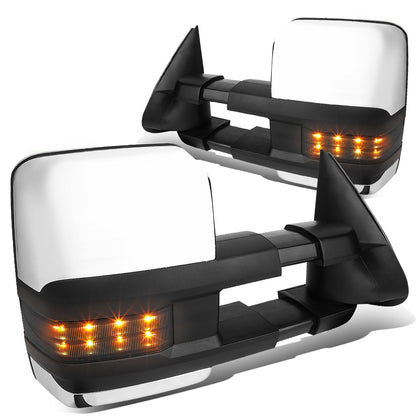 RETROVISORES EXTENDIBLES TOWING MIRROR - 03-06 CHEVY SILVERADO, GMC SIERRA, CHEVY TAHOE, CHEVY SUBURBAN, GMC YUKON, CADILLAC ESCALADE, CHEVY AVALANCHE / 2007 CHEVY SILVERADO CLASSIC, GMC SIERRA CLASSIC - PAIR - POWERED W/ HEATED - LED SMOKE SIGNAL -