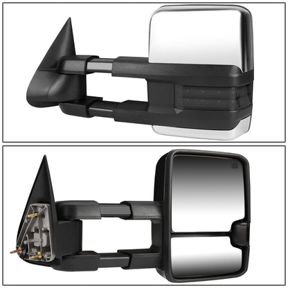RETROVISORES EXTENDIBLES TOWING MIRROR - 03-06 CHEVY SILVERADO, GMC SIERRA, CHEVY TAHOE, CHEVY SUBURBAN, GMC YUKON, CADILLAC ESCALADE, CHEVY AVALANCHE / 2007 CHEVY SILVERADO CLASSIC, GMC SIERRA CLASSIC - PAIR - POWERED W/ HEATED - LED SMOKE SIGNAL -