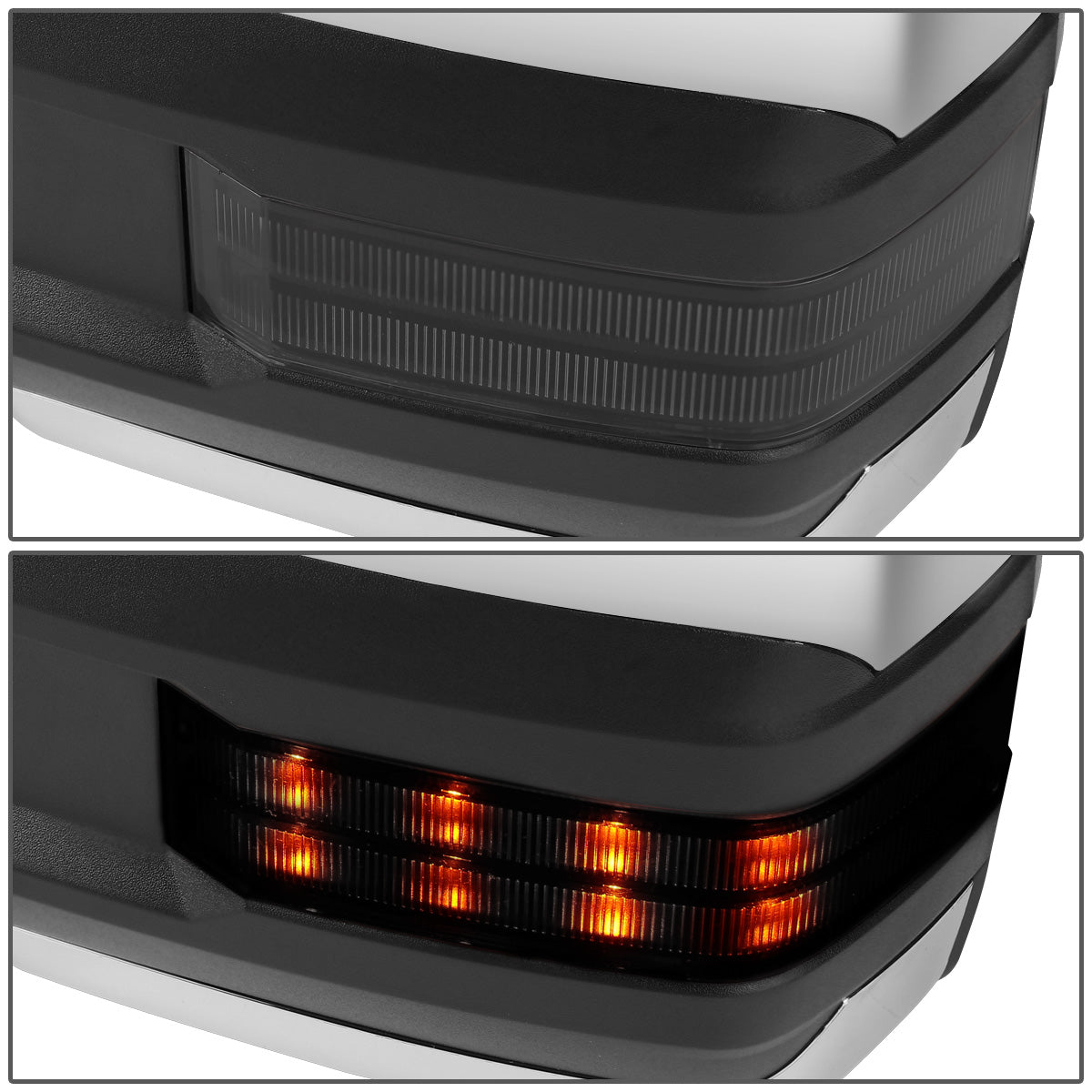 RETROVISORES EXTENDIBLES TOWING MIRROR - 03-06 CHEVY SILVERADO, GMC SIERRA, CHEVY TAHOE, CHEVY SUBURBAN, GMC YUKON, CADILLAC ESCALADE, CHEVY AVALANCHE / 2007 CHEVY SILVERADO CLASSIC, GMC SIERRA CLASSIC - PAIR - POWERED W/ HEATED - LED SMOKE SIGNAL -