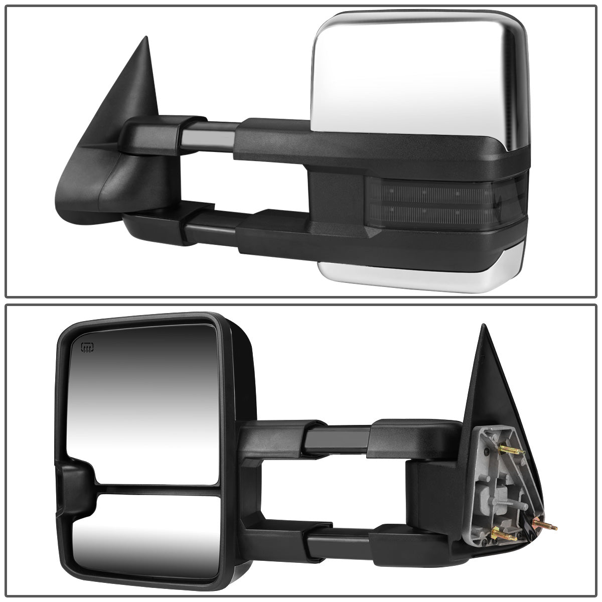 RETROVISORES EXTENDIBLES TOWING MIRROR - 03-06 CHEVY SILVERADO, GMC SIERRA, CHEVY TAHOE, CHEVY SUBURBAN, GMC YUKON, CADILLAC ESCALADE, CHEVY AVALANCHE / 2007 CHEVY SILVERADO CLASSIC, GMC SIERRA CLASSIC - LEFT - POWERED W/ HEATED - LED SMOKE SIGNAL -