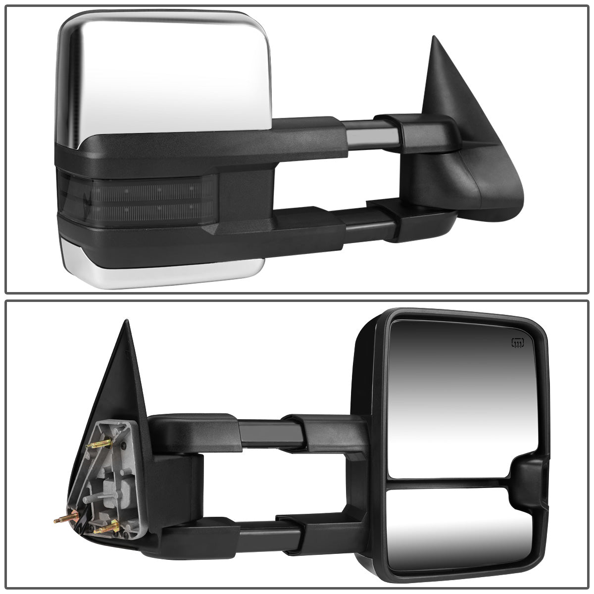RETROVISORES EXTENDIBLES TOWING MIRROR - 03-06 CHEVY SILVERADO, GMC SIERRA, CHEVY TAHOE, CHEVY SUBURBAN, GMC YUKON, CADILLAC ESCALADE, CHEVY AVALANCHE / 2007 CHEVY SILVERADO CLASSIC, GMC SIERRA CLASSIC - RIGHT - POWERED W/ HEATED - LED SMOKE SIGNAL -