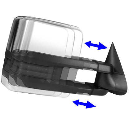 RETROVISORES EXTENDIBLES TOWING MIRROR - 03-06 CHEVY SILVERADO, GMC SIERRA, CHEVY TAHOE, CHEVY SUBURBAN, GMC YUKON, CADILLAC ESCALADE, CHEVY AVALANCHE / 2007 CHEVY SILVERADO CLASSIC, GMC SIERRA CLASSIC - RIGHT - POWERED W/ HEATED - LED SMOKE SIGNAL -