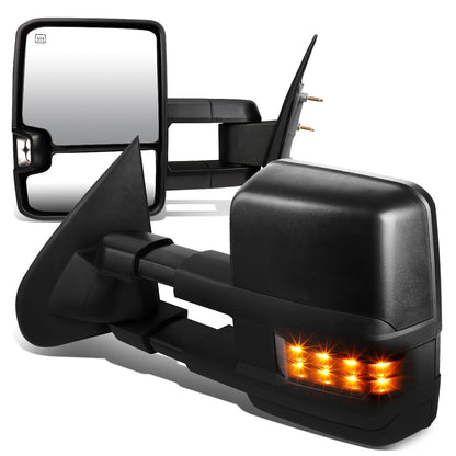 RETROVISORES EXTENDIBLES TOWING MIRROR - 14-17 CHEVY SILVERADO, GMC SIERRA 1500 / 15-17 CHEVY SILVERADO, GMC SIERRA 2500, 3500 - PAIR - POWERED W/ HEATED - LED SMOKE SIGNAL - BLACK