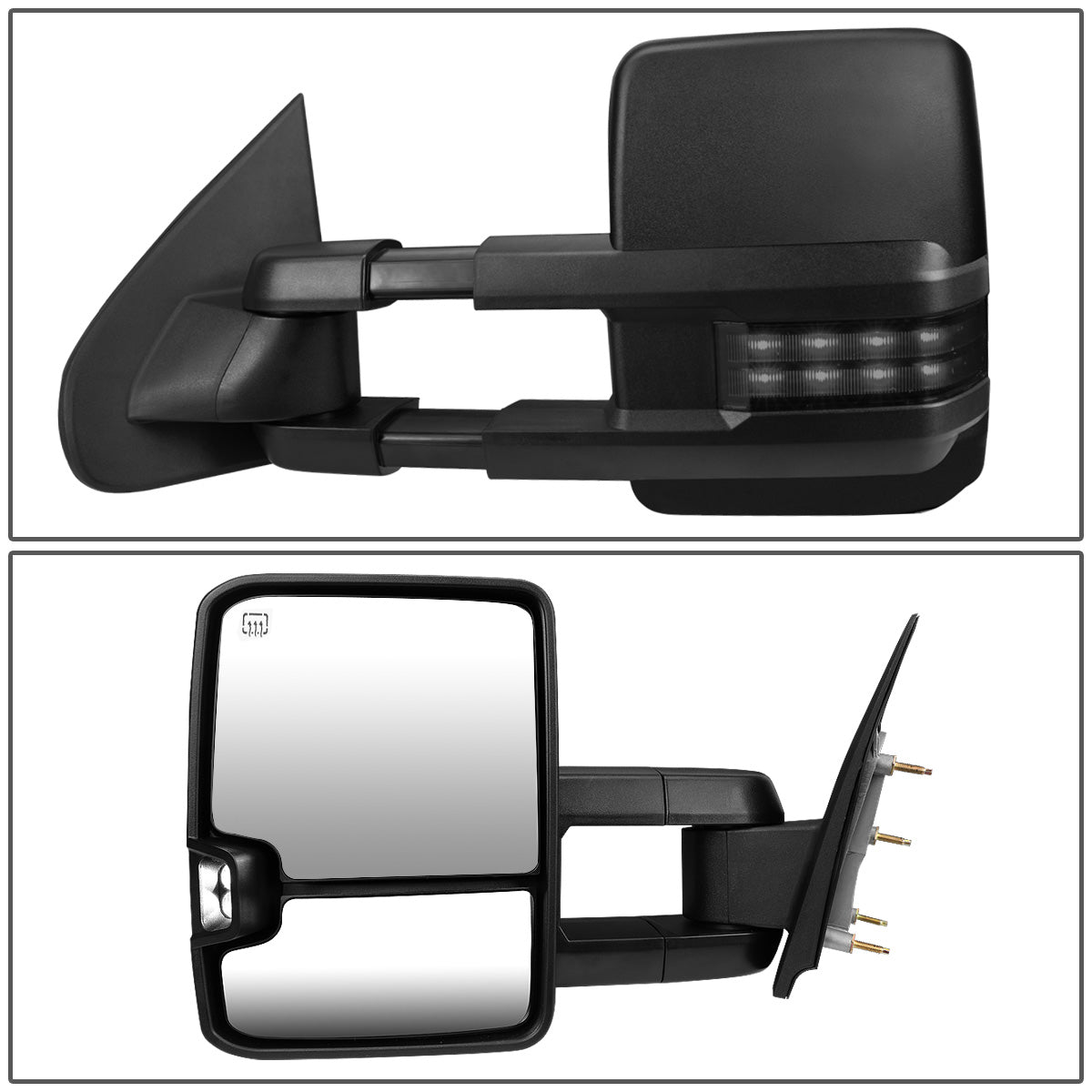 RETROVISORES EXTENDIBLES TOWING MIRROR - 14-17 CHEVY SILVERADO, GMC SIERRA 1500 / 15-17 CHEVY SILVERADO, GMC SIERRA 2500, 3500 - LEFT - POWERED W/ HEATED - LED SMOKE SIGNAL - BLACK