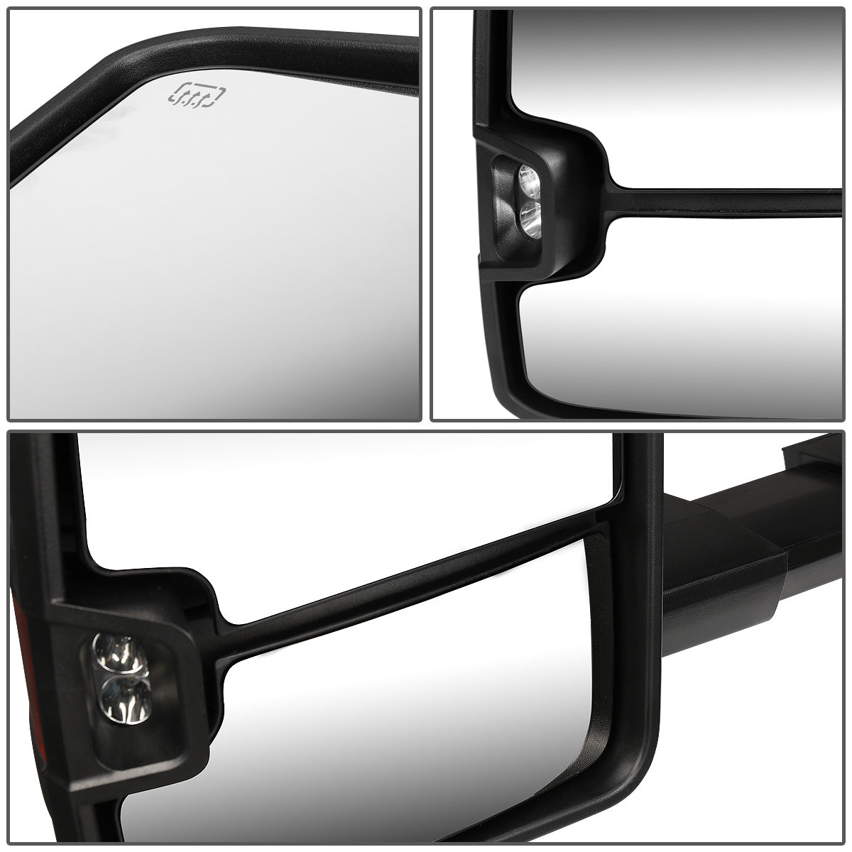 RETROVISORES EXTENDIBLES TOWING MIRROR - 14-17 CHEVY SILVERADO, GMC SIERRA 1500 / 15-17 CHEVY SILVERADO, GMC SIERRA 2500, 3500 - LEFT - POWERED W/ HEATED - LED SMOKE SIGNAL - BLACK