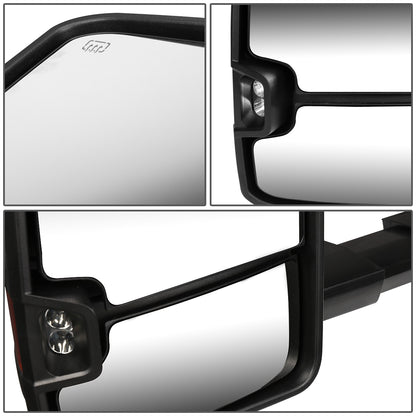 RETROVISORES EXTENDIBLES TOWING MIRROR - 14-17 CHEVY SILVERADO, GMC SIERRA 1500 / 15-17 CHEVY SILVERADO, GMC SIERRA 2500, 3500 - LEFT - POWERED W/ HEATED - LED SMOKE SIGNAL - BLACK