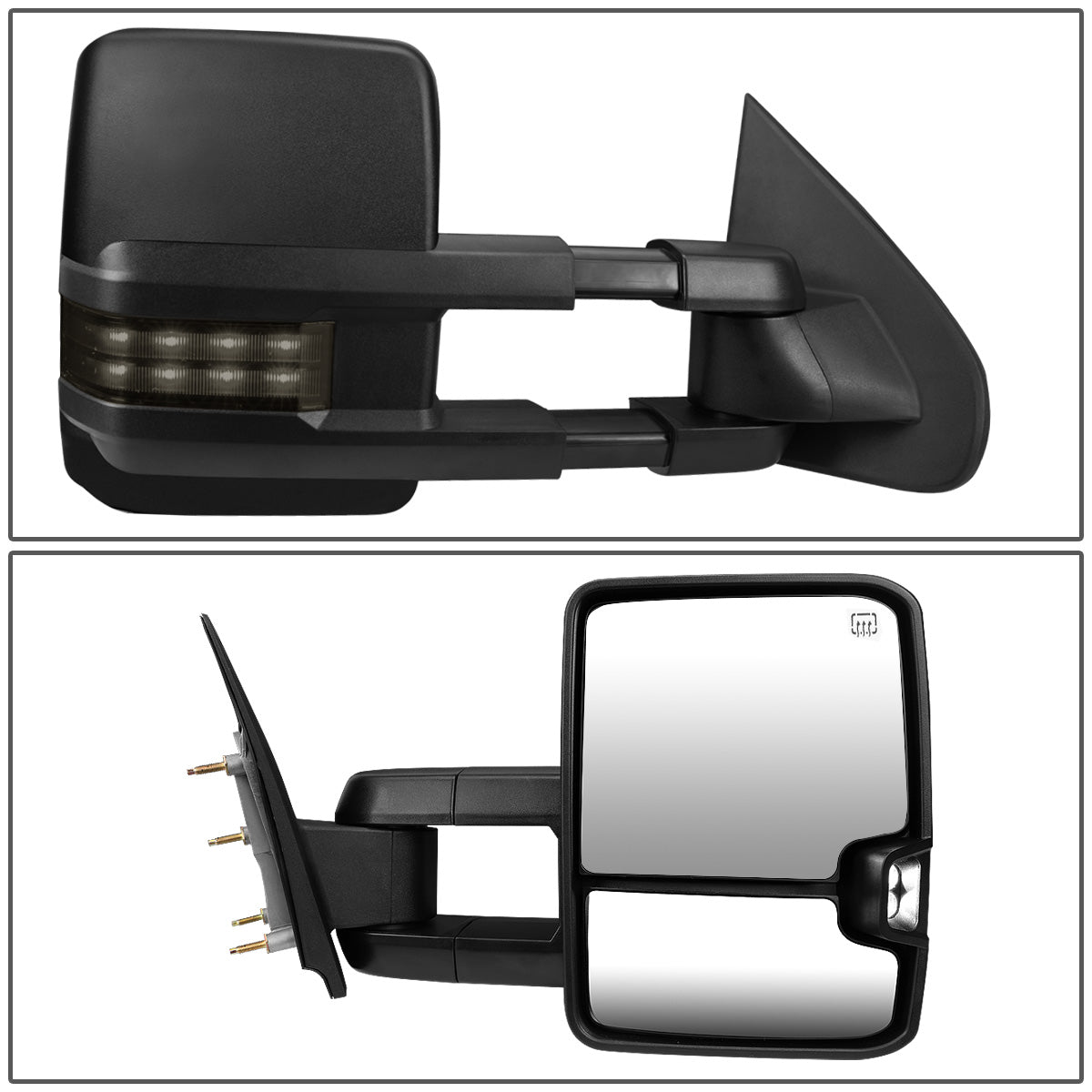RETROVISORES EXTENDIBLES TOWING MIRROR - 14-17 CHEVY SILVERADO, GMC SIERRA 1500 / 15-17 CHEVY SILVERADO, GMC SIERRA 2500, 3500 - RIGHT - POWERED W/ HEATED - LED SMOKE SIGNAL - BLACK