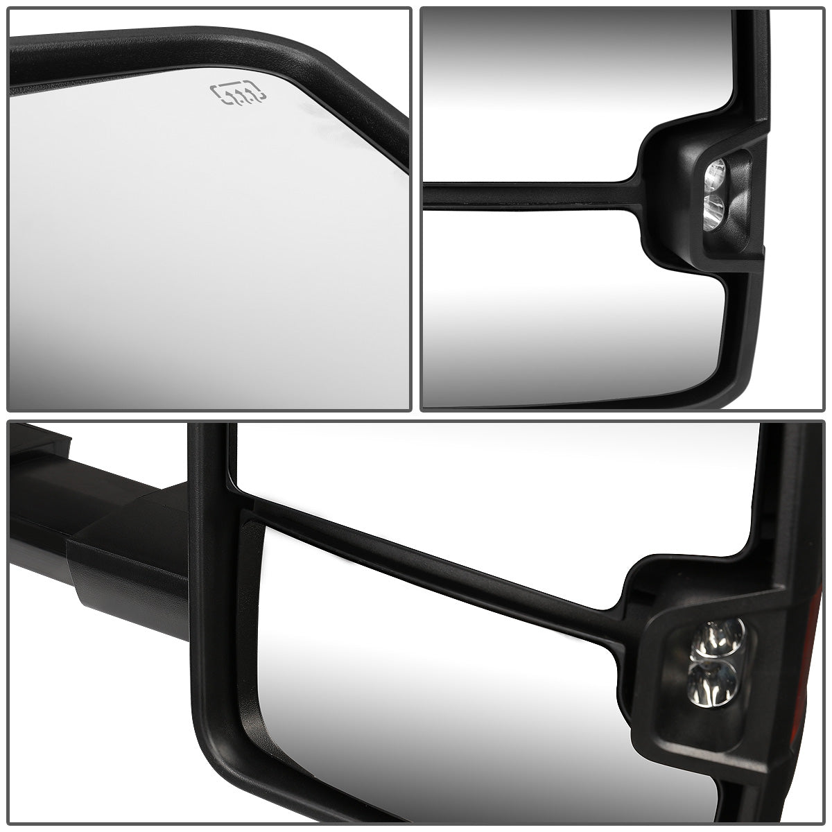 RETROVISORES EXTENDIBLES TOWING MIRROR - 14-17 CHEVY SILVERADO, GMC SIERRA 1500 / 15-17 CHEVY SILVERADO, GMC SIERRA 2500, 3500 - RIGHT - POWERED W/ HEATED - LED SMOKE SIGNAL - BLACK