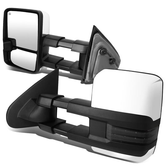 RETROVISORES EXTENDIBLES TOWING MIRROR - 14-ON CHEVY SILVERADO, GMC SIERRA 1500 / 15-17 CHEVY SILVERADO 2500, 3500, GMC SIERRA 2500, 3500 - PAIR - POWERED W/ HEATED - SMOKE SIGNAL - CHROME