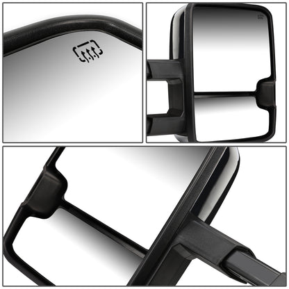 RETROVISORES EXTENDIBLES TOWING MIRROR - 14-ON CHEVY SILVERADO, GMC SIERRA 1500 / 15-17 CHEVY SILVERADO 2500, 3500, GMC SIERRA 2500, 3500 - PAIR - POWERED W/ HEATED - SMOKE SIGNAL - CHROME