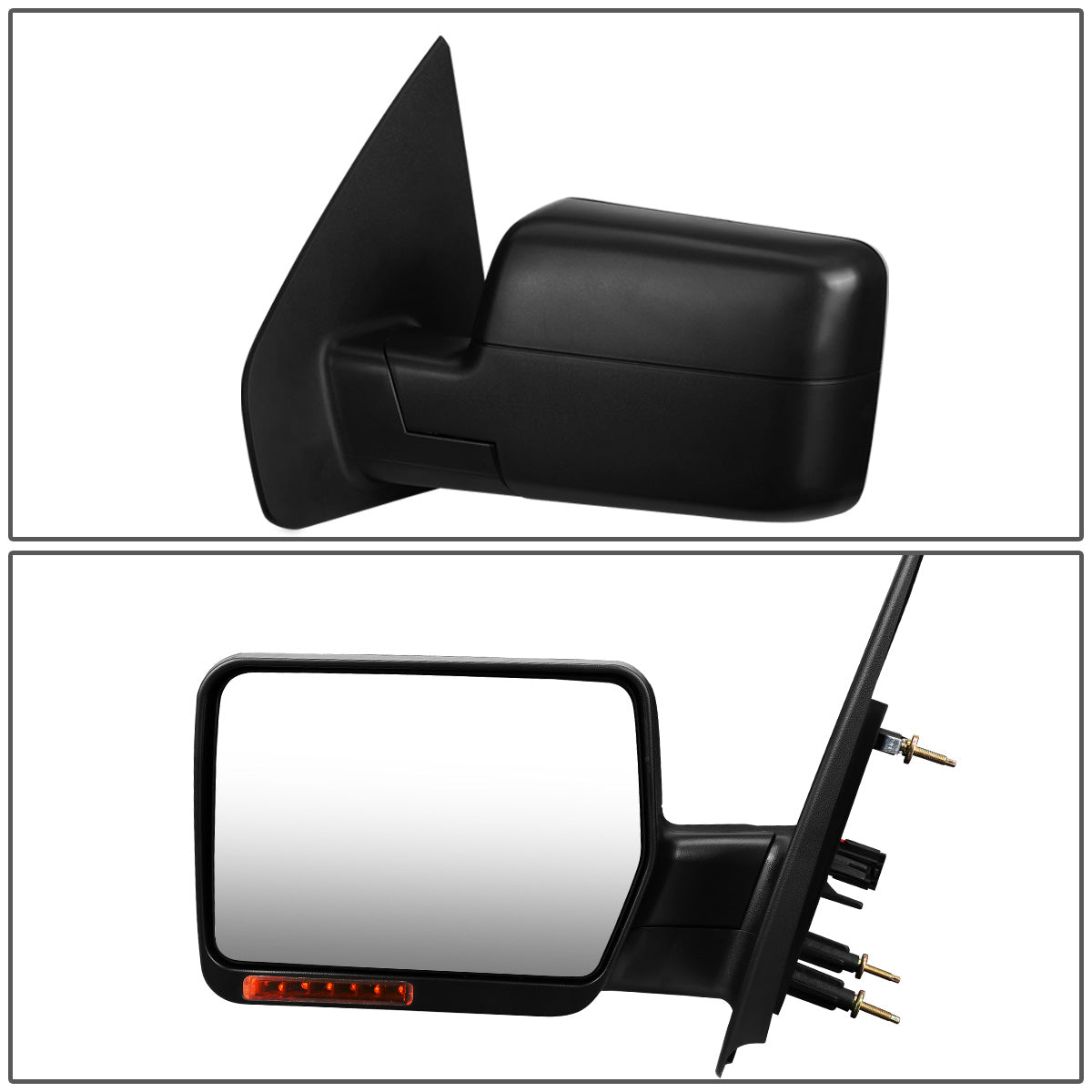 RETROVISORES EXTENDIBLES TOWING MIRROR - 04-14 FORD F-150 - LEFT - MANUAL W/O HEATED - LED AMBER SIGNAL - BLACK