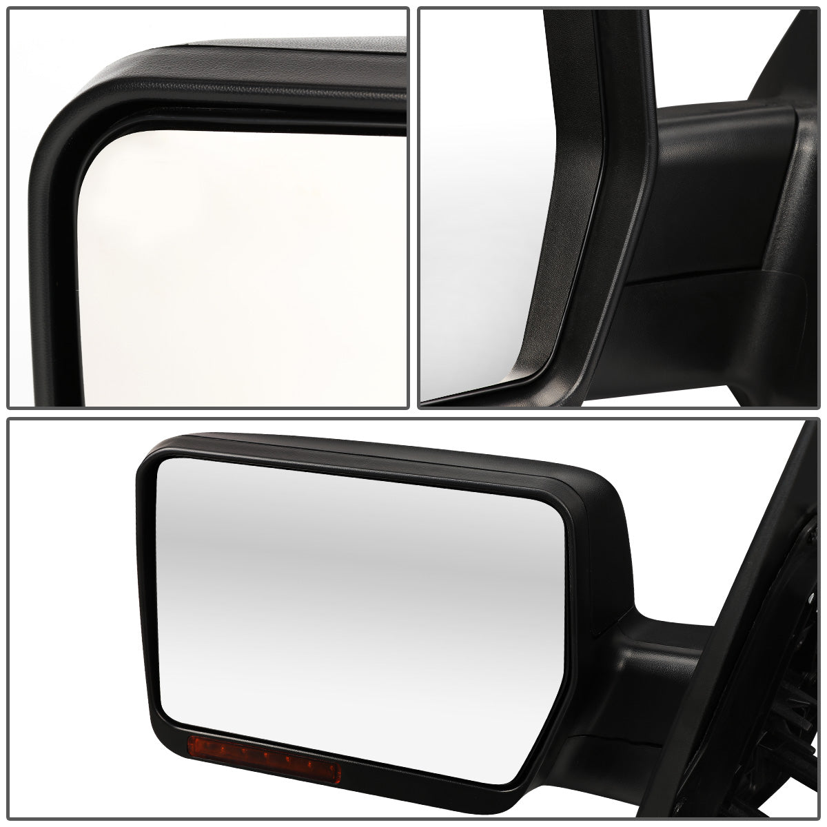 RETROVISORES EXTENDIBLES TOWING MIRROR - 04-14 FORD F-150 - LEFT - MANUAL W/O HEATED - LED AMBER SIGNAL - BLACK