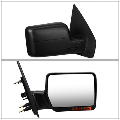 RETROVISORES EXTENDIBLES TOWING MIRROR - 04-14 FORD F-150 - RIGHT - MANUAL W/O HEATED - LED AMBER SIGNAL - BLACK