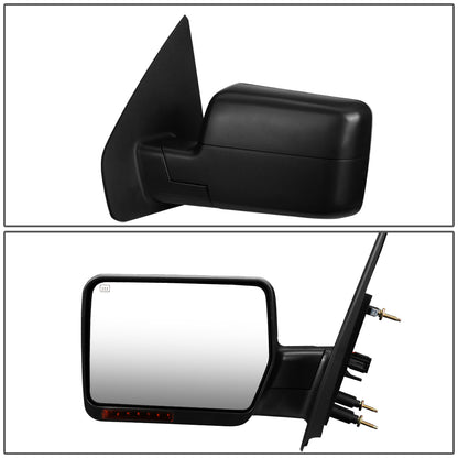 RETROVISORES EXTENDIBLES TOWING MIRROR - 04-06 FORD F-150 - LEFT - POWERED W/ HEATED - AMBER SIGNAL - BLACK