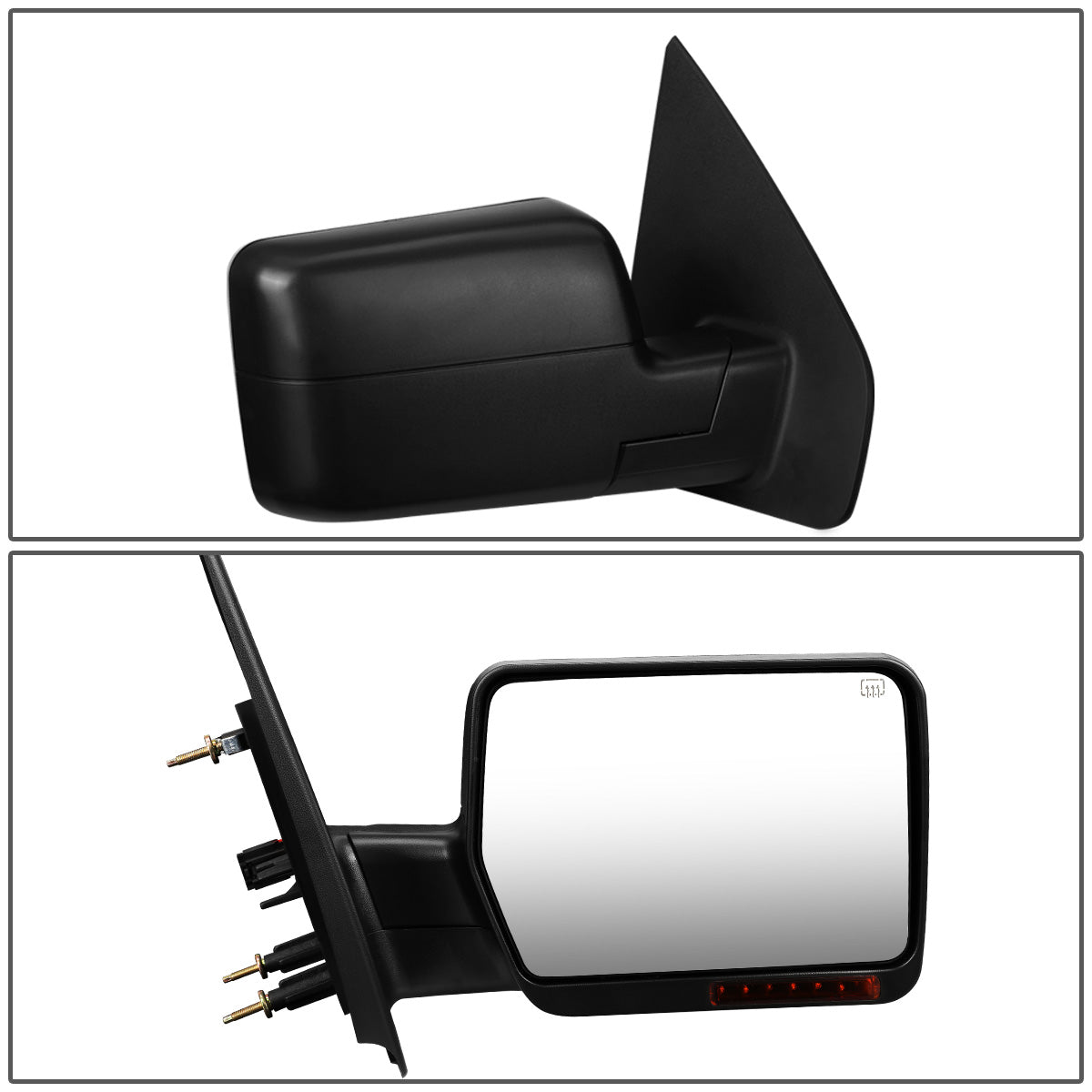 RETROVISORES EXTENDIBLES TOWING MIRROR - 04-06 FORD F-150 - RIGHT - POWERED W/ HEATED - AMBER SIGNAL - BLACK