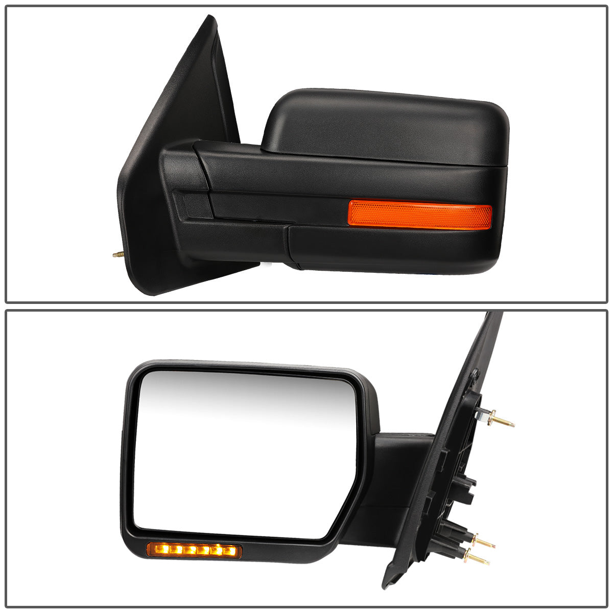 RETROVISORES EXTENDIBLES TOWING MIRROR - 04-14 FORD F-150 - LEFT - MANUAL W/O HEATED - LED AMBER SIGNAL - BLACK