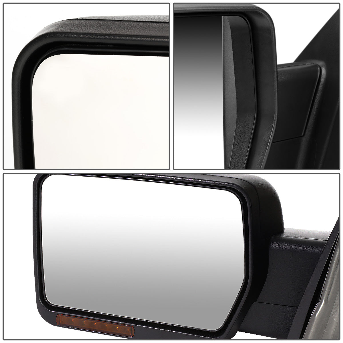 RETROVISORES EXTENDIBLES TOWING MIRROR - 04-14 FORD F-150 - LEFT - MANUAL W/O HEATED - LED AMBER SIGNAL - BLACK