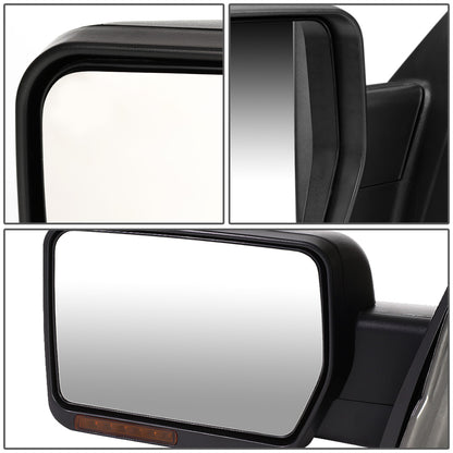 RETROVISORES EXTENDIBLES TOWING MIRROR - 04-14 FORD F-150 - LEFT - MANUAL W/O HEATED - LED AMBER SIGNAL - BLACK