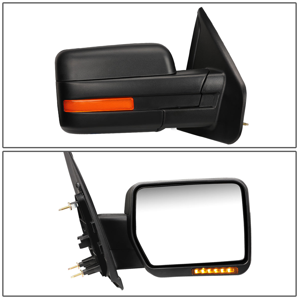 RETROVISORES EXTENDIBLES TOWING MIRROR - 04-14 FORD F-150 - RIGHT - MANUAL W/O HEATED - LED AMBER SIGNAL - BLACK